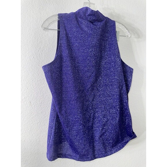 Gantos Vintage Women's Size Large Purple Sparkle Mock Neck Tank Top Stretch - Picture 6 of 9